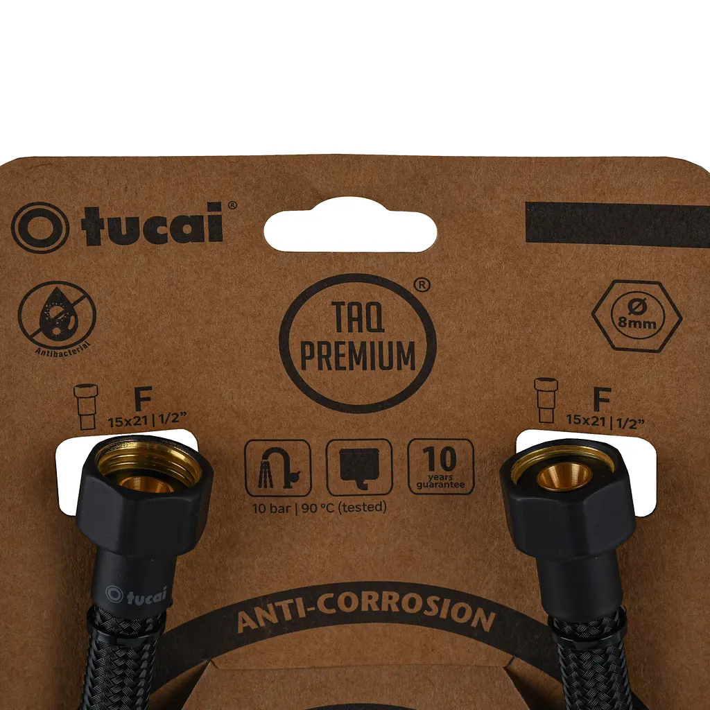 Шланг водяний Tucai TAQ Premium Grif 1/2″x1/2″ BВ 0,4м.Антикор. ACB HG-1212-400 (Чорний Мат) 209969 - фото 2