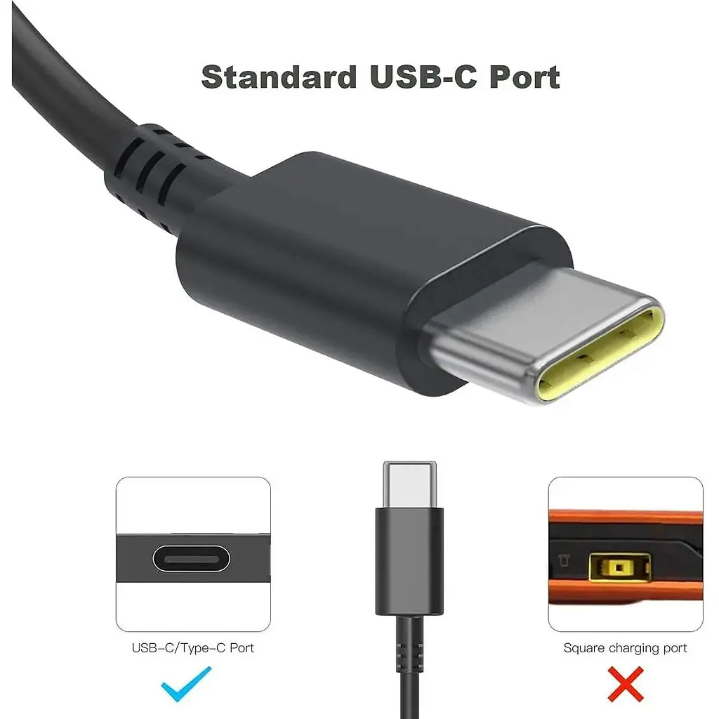 Заміна зарядного пристрою Lenovo 65W USB C; сумісний з Lenovo ThinkPad T480s T580s T490 E480 E580 Chromebook C330 S330 100e 300e - фото 3