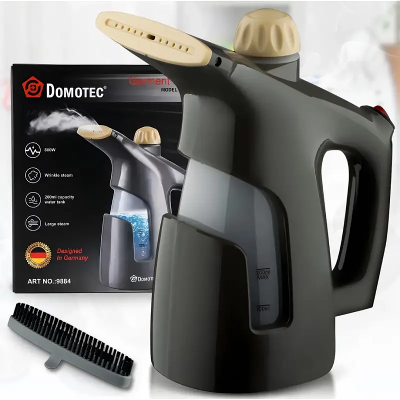 Ручний відпарювач для одягу з резервуаром 200 мл Domotec MS-1161BR 800 Вт Пароочисник вертикальний для одягу та текстилю із баком 0.2 л Чорний - фото 5