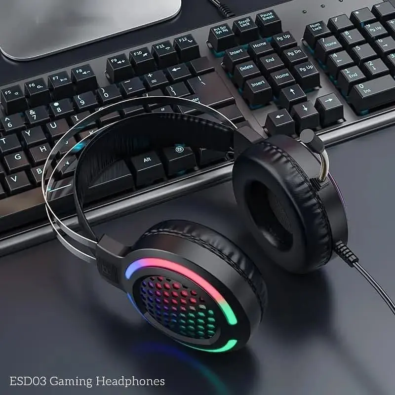 Ігрові навушники Hoco ESD03 Gaming Wired Headphones з LED-підсвічуванням - фото 2