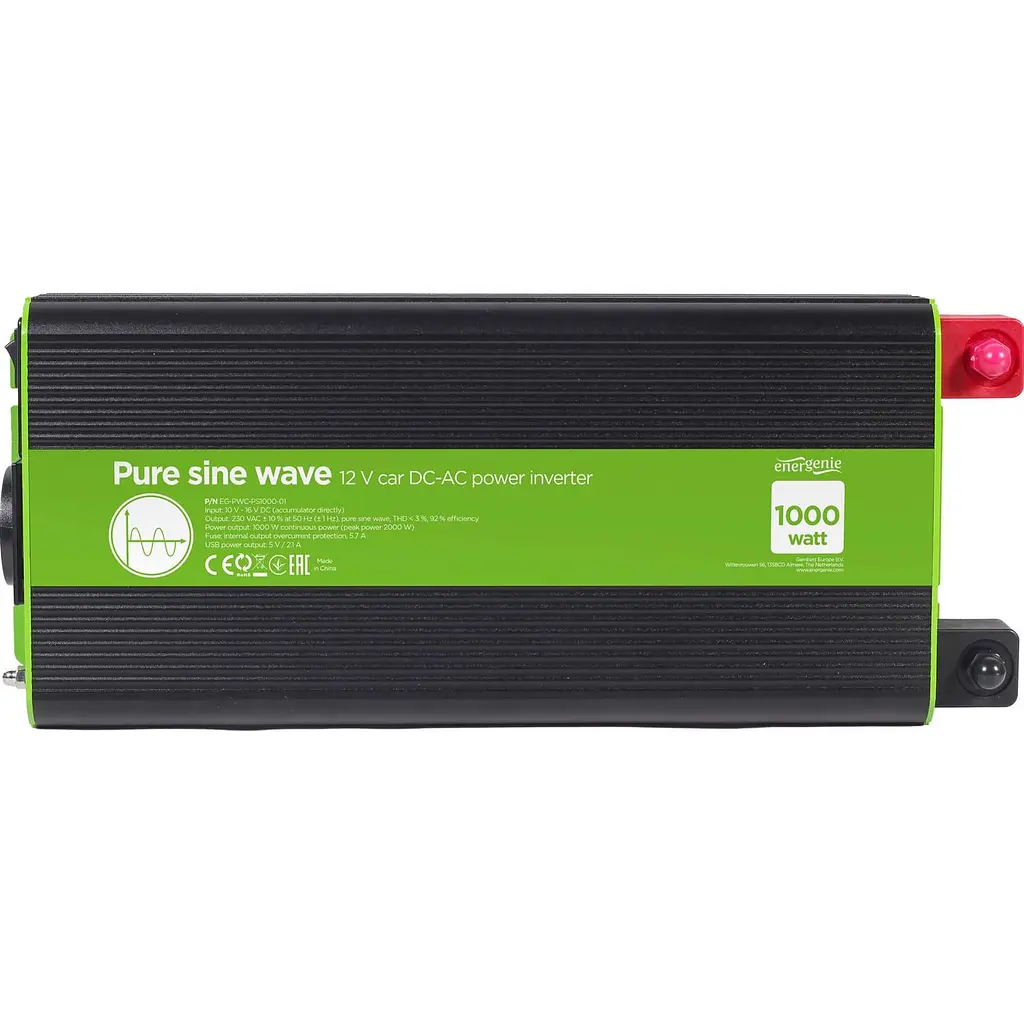 Інвертор EnerGenie 12V/230V 1000W (2000W peak power) чиста синусоїда (EG-PWC-PS1000-01 1000 Вт (EG-PWC-PS1000-01) - фото 5