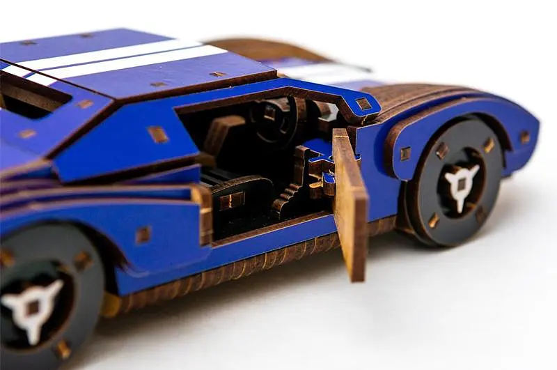 Конструктор Puz-26915 "Fast Car GT" дерев'яний, 164 под., синій, розмір моделі 23х6х11 см. PuzzleOk - фото 2
