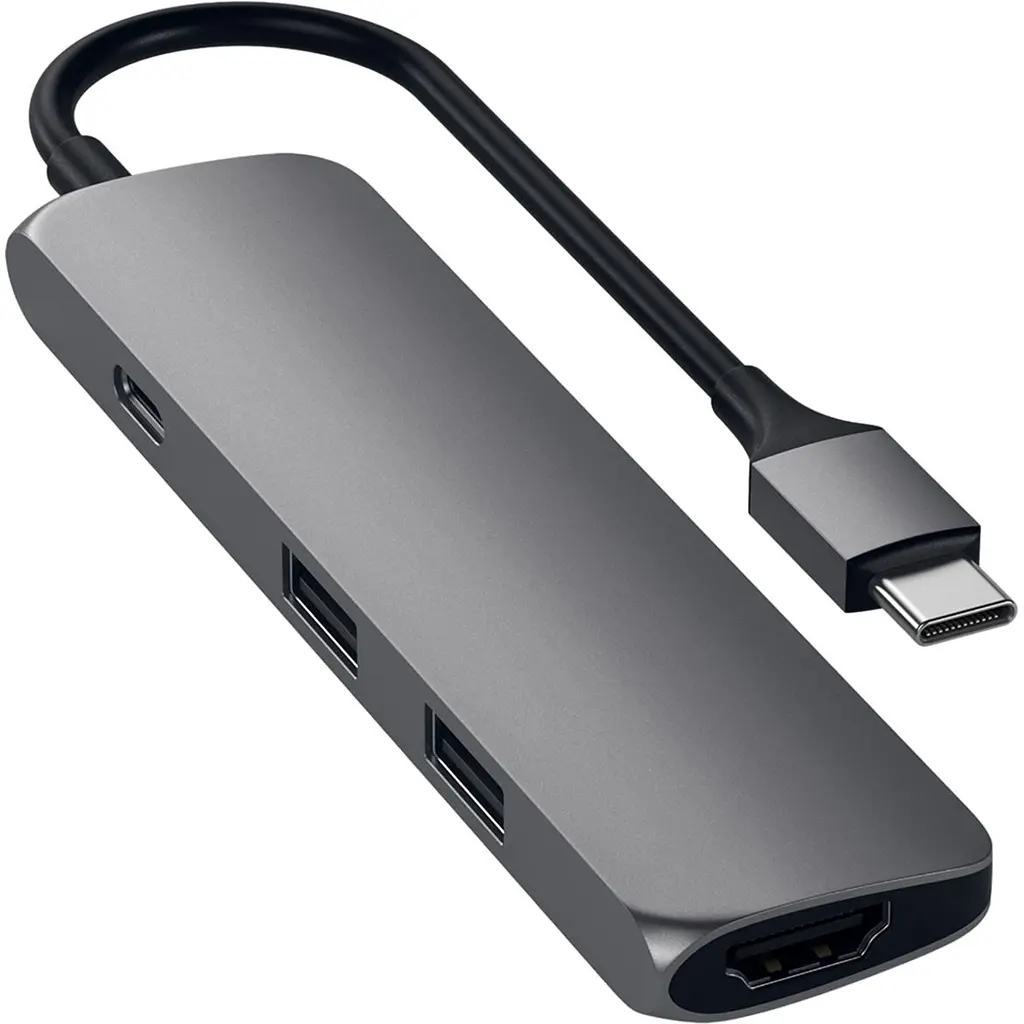 Адаптер Satechi Aluminum Type-C Slim Multi-Port Adapter 4K Space Gray (ST-CMAM) - фото 2