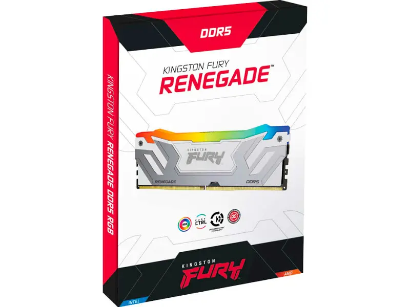 Пам'ять для настільних комп'ютерів Kingston FURY 48 GB (2x24GB) CUDIMM DDR5 8800 MHz Renegade Silver/White RGB (KF588CU42RWAK2-48) - фото 3