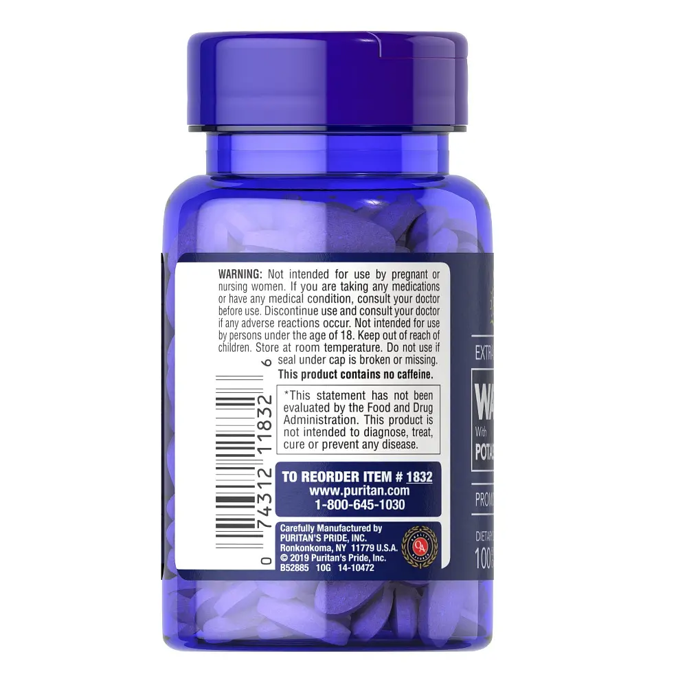 Натуральная добавка Puritan's Pride Water Pill Extra Strength, 100 каплет - фото 3