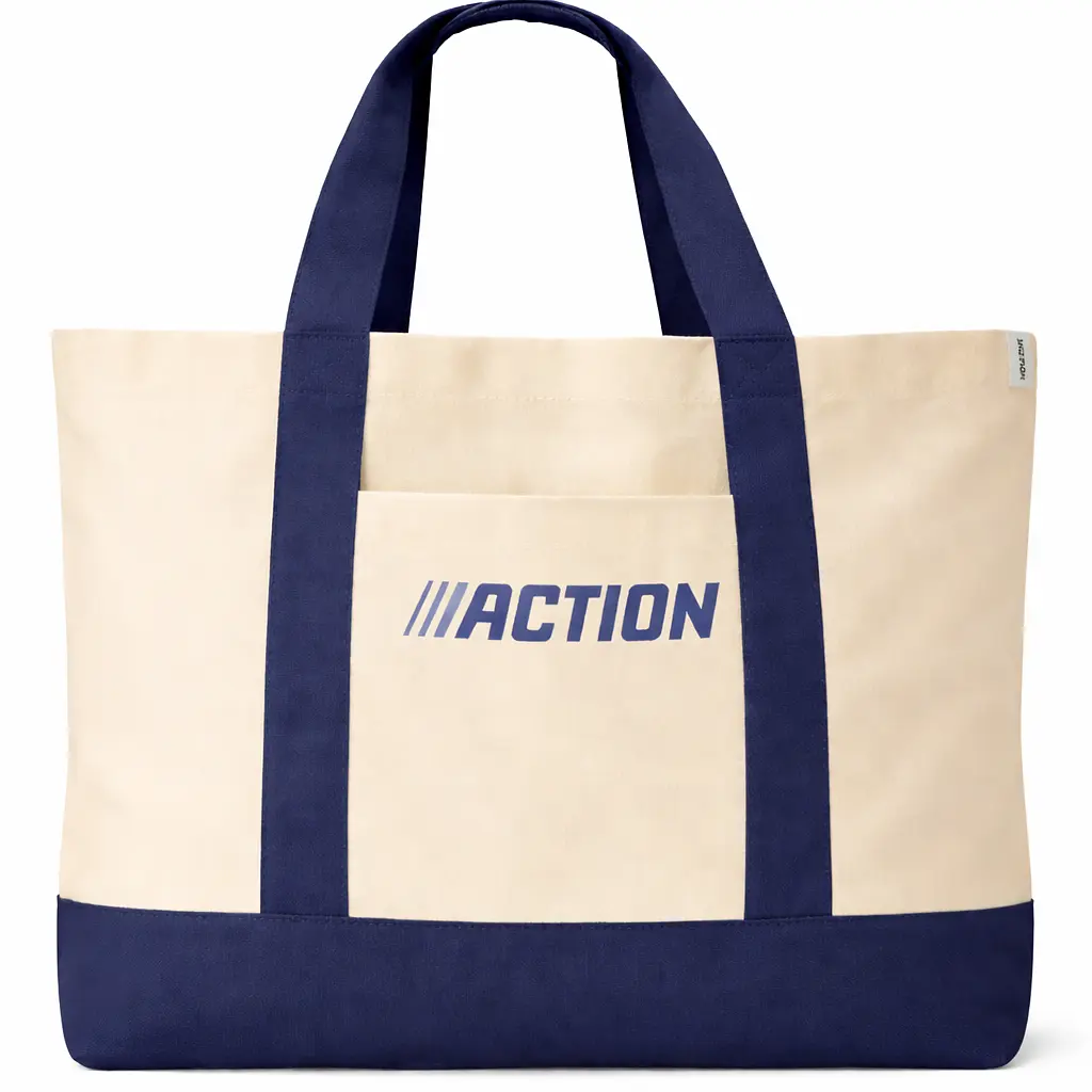 Сумка пляжна еко з бавовни Action бежева 51x35x16 см коттон 100% для покупок