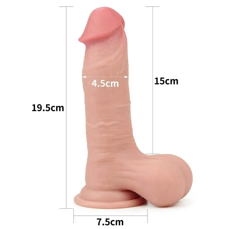 Фаломіметатор Lovetoy Sliding Skin Dual Layer, 19,5 см (тілесний) - фото 2