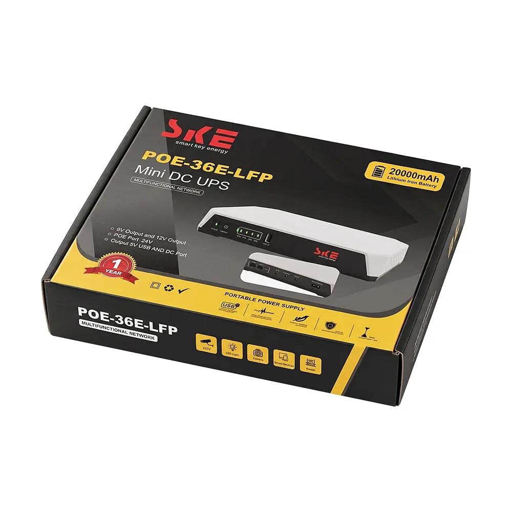 Джерело безперебійного живлення Mini UPS SKE POE-36E-LFP 48V 20000mAh 5V/9V/12V/24V/48V/PoE, LiFePO4 4*5Ah, для роутера та оптичного терміналу (42-00242) - фото 17
