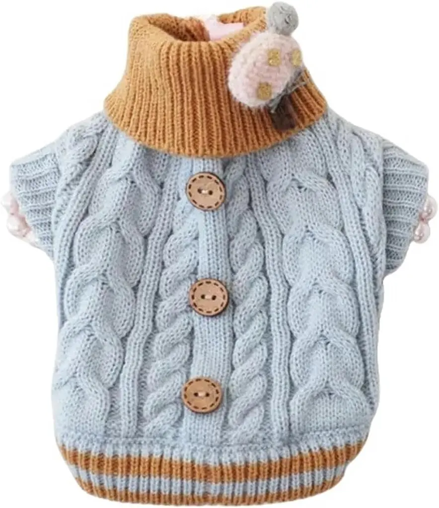 В'язаний светр Derby Classic Dog Winter Sweater Blue для собак, котів і цуценят, M Блакитний - фото 6