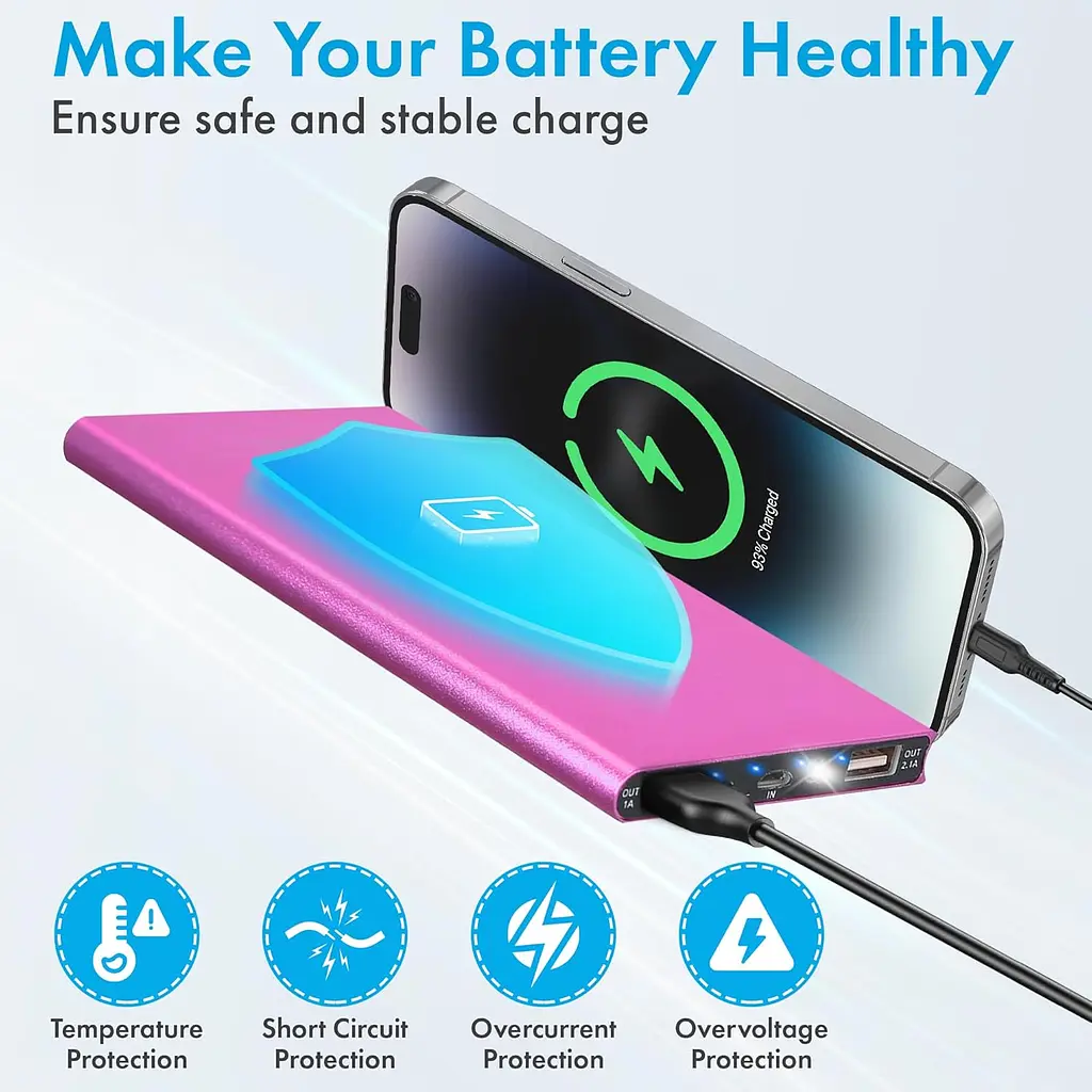 УМБ павербанк Power Bank 20000 mAh с фонариком LVR 018 Pink (17692) - фото 8