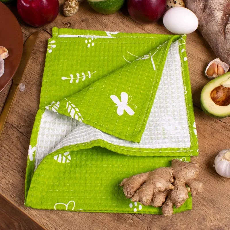 Полотенце вафельное MirSon №510 Waffle Green tropics 50х30 см (2200006723509) - фото 3