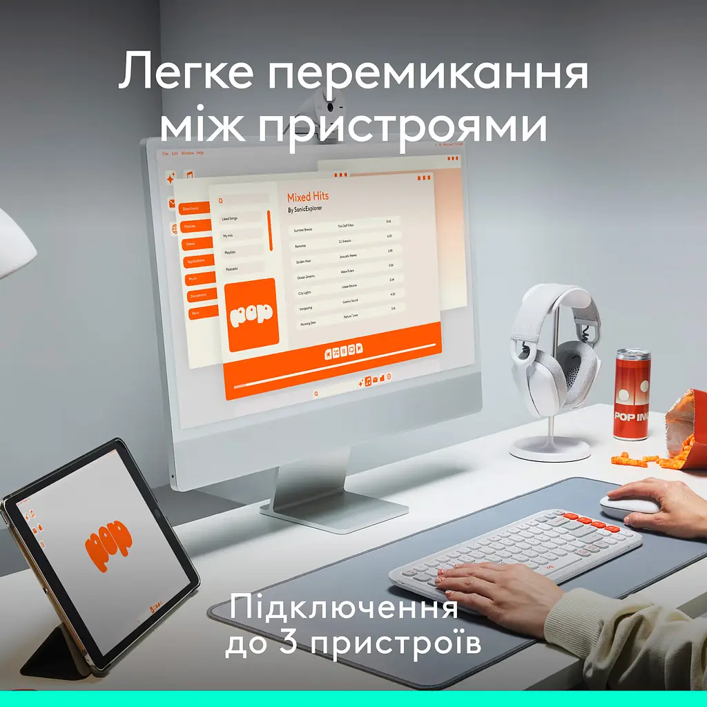 Комплект клавіатура та миша Logitech POP Icon Combo Bluetooth UA Rose [920-013142] [121100] - фото 9