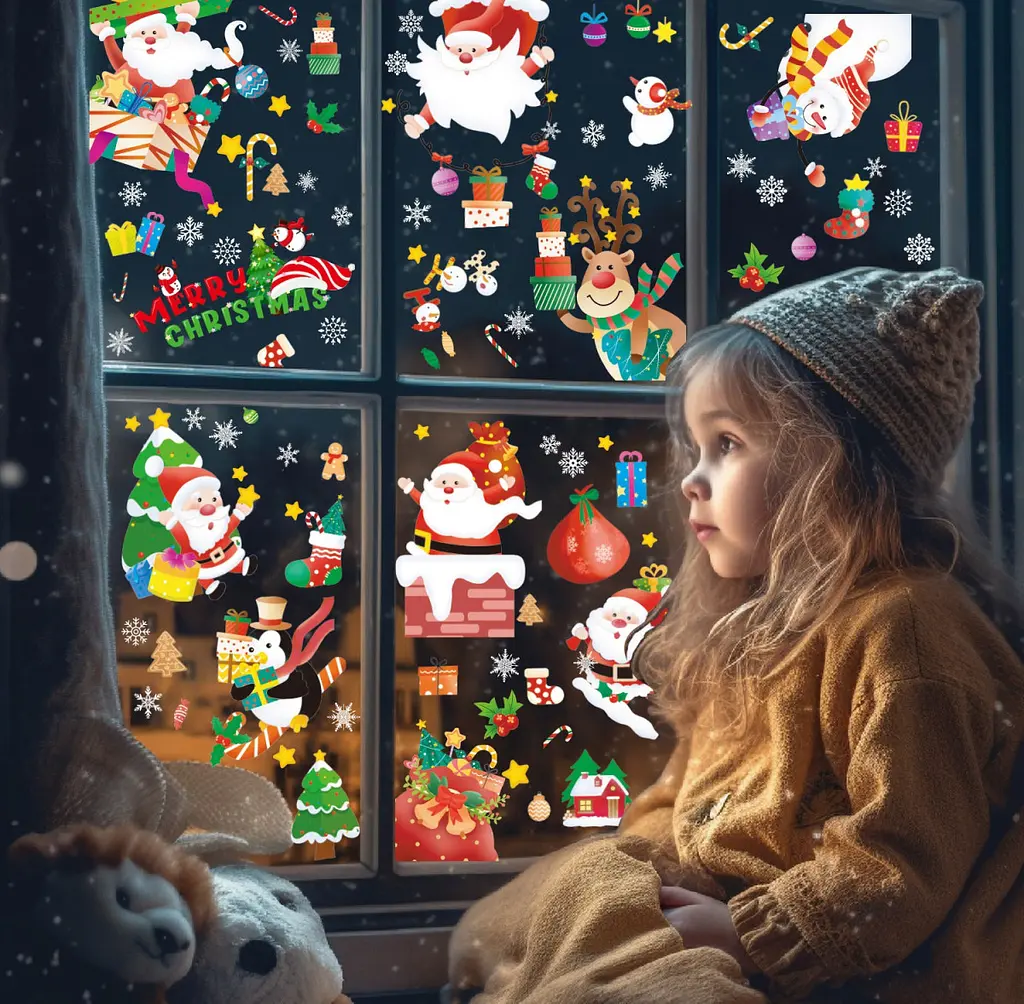 Набір новорічних наклейок на вікно Happy New Year 9 14578 20×30 см 9 аркушів - фото 2