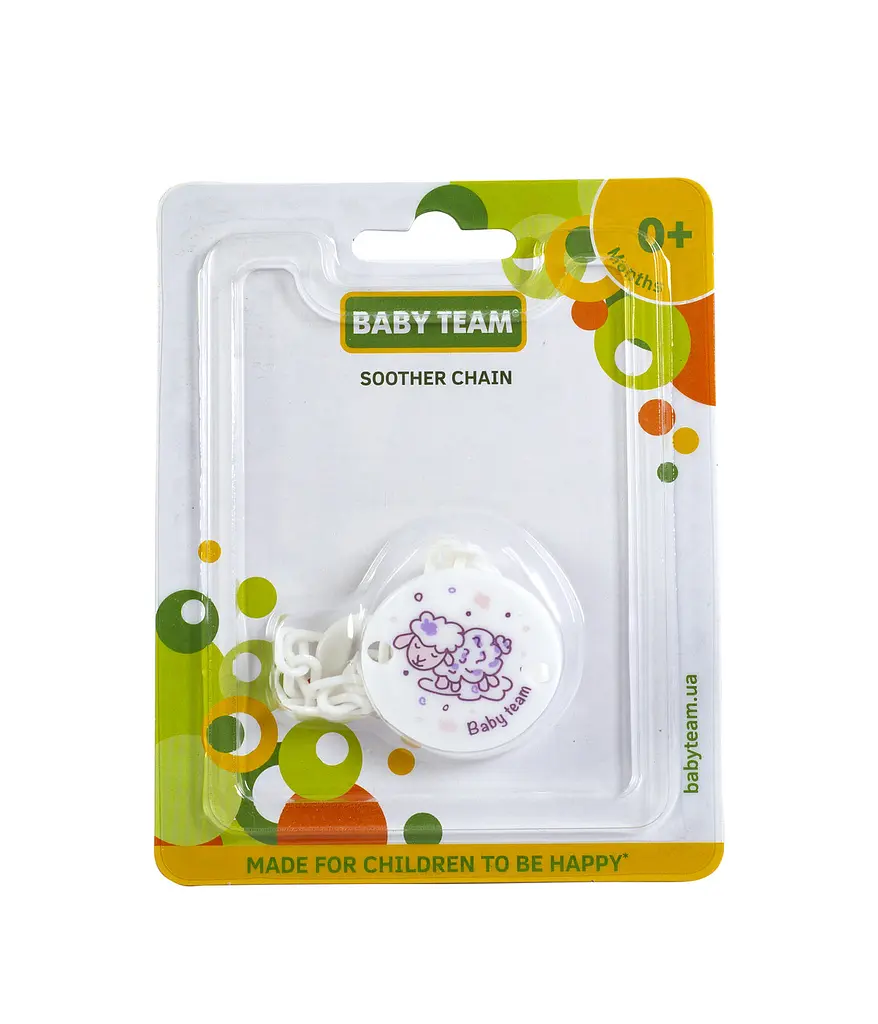 Ланцюжок для пустушки круглий Овечка 0+ Baby team Білий - фото 2