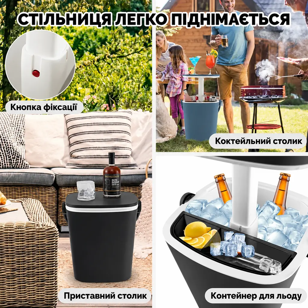 Стіл-холодильник Costway Gobar 3-в-1 з підйомною кришкою 15L чорний - фото 9
