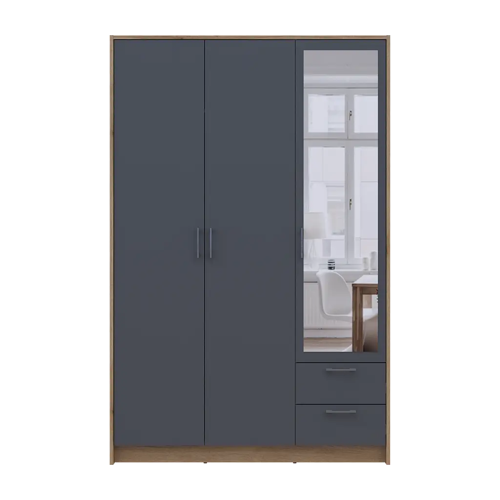 Шафа для одягу Doros Ронді з дзеркалом Дуб Артизан/Графіт 3ДСП 121х52х195 (80737816) - фото 4
