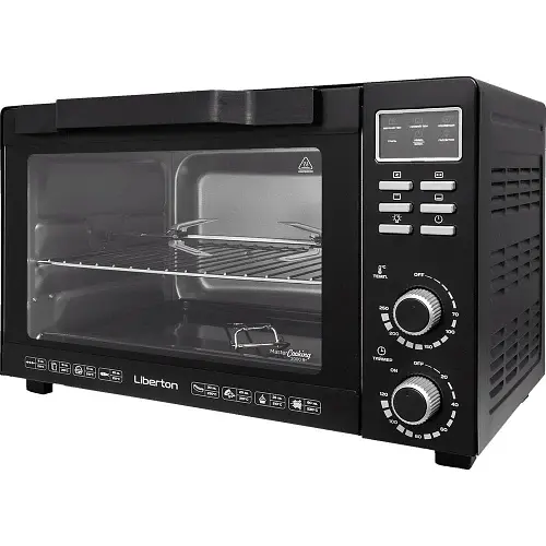 Електродуховка Liberton LEO-501E Black, 2000W, 50л, 70-250 °C, 3 режими приготування, конвекція, підсвічування, гриль, деко, тримач для деки та рожна, піддон для жиру, рожен - фото 4