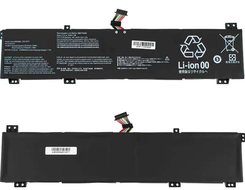 Акумулятор Lenovo L20M4PC1 Short cabel (Legion 5 Pro 16ITH6H, 15ACH6, 15ITH6, ) 15.36V 5210 mAh 80Wh Black - фото 2
