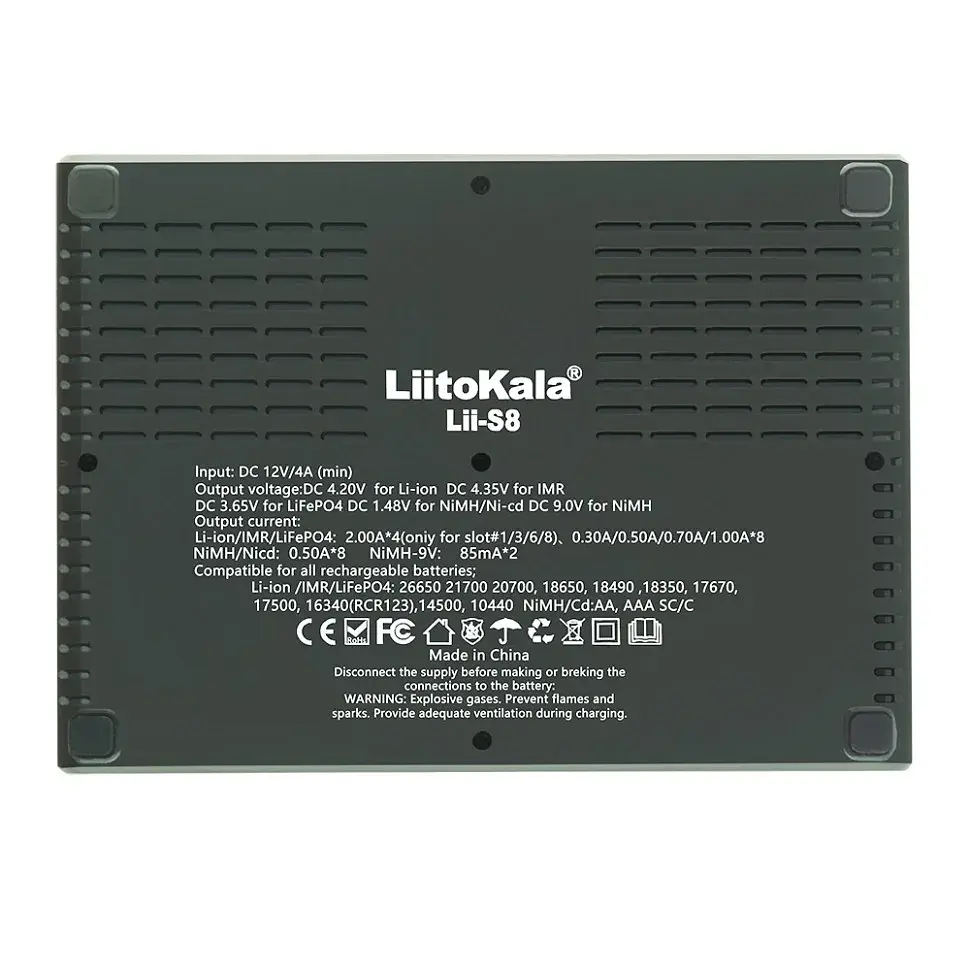 Зарядний пристрій для акумуляторів Liitokala 8 Slots, LCD дисплей, Li-ion/Ni-MH/Ni-Cd/AA/ААA/AAAA/С (Lii-S8) - фото 4