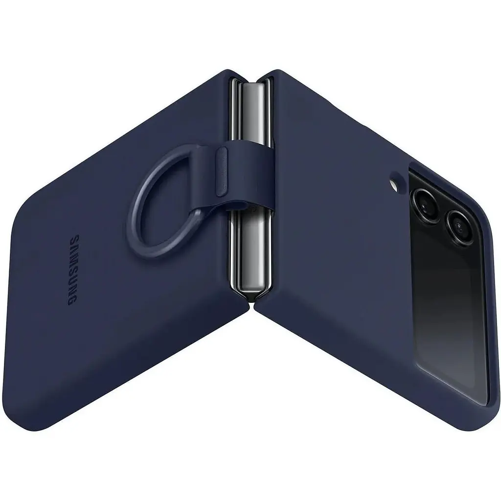 Оригінальний силіконовий чохол із кільцем Samsung для Galaxy Z Flip4 Silicone Cover with Ring Navy EF-PF721TNEGUA - фото 6