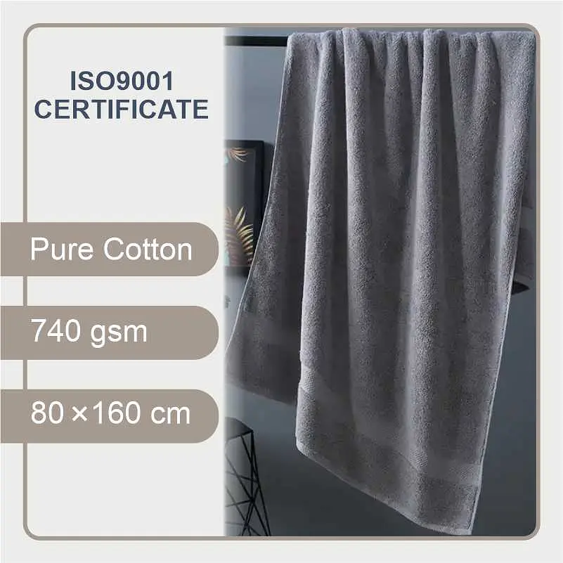 Рушник XL Lovely Svi (80х160 см) - бавовна /махра - 600 GSM- Сірий (30124) - фото 2