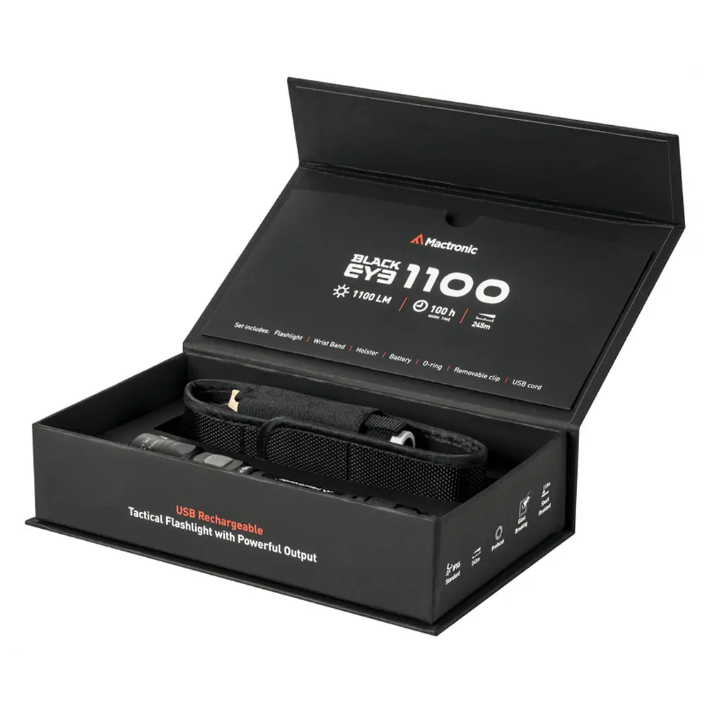 Фонарь тактический Mactronic Black Eye 1100 (1100 Lm) Recharg Type-C Черный - фото 8