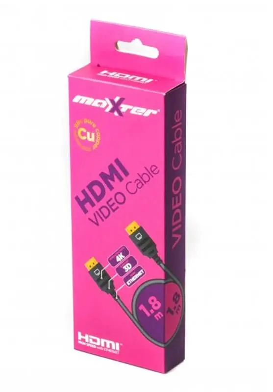 Кабель Maxxter HDMI - HDMI V 1.4 (M/M), 1.8 м, чорний коробка (VB-HDMI4-6) - фото 2