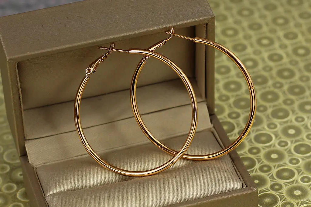 Сережки кільця Xuping Jewelry гладкі 4,5 см золотисті
