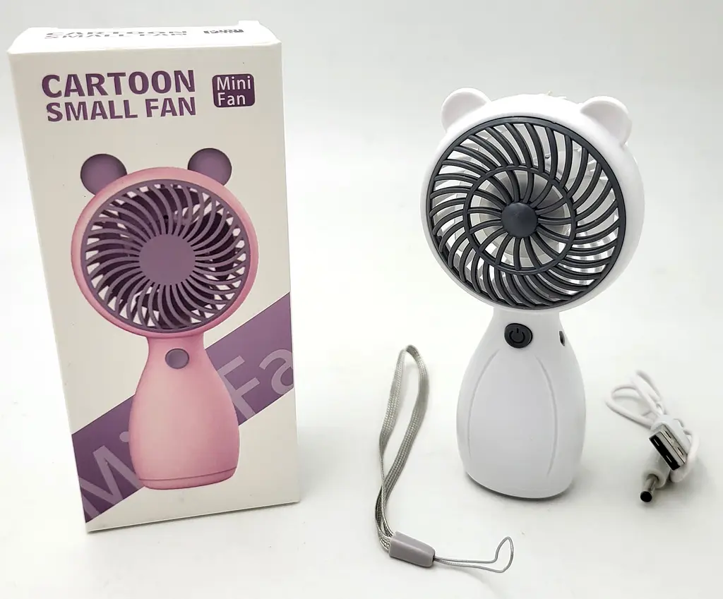 Вентилятор акумуляторний міні з ручкою USB діаметр 6см висота 13см Handy Mini Fan JX-998 білий - фото 3