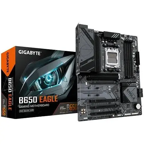 Материнська плата Gigabyte AM5 B650 EAGLE, B650, 4xDDR5, Int.Video (CPU), 4xSATA3, 3xM.2, 1xPCI-E 4.0 x16, 3xPCI-E 3.0 x16, Realtek 7.1, Realtek GbE, 4xUSB3.2/8xUSB2.0, HDMI/DP, ATX - фото 2