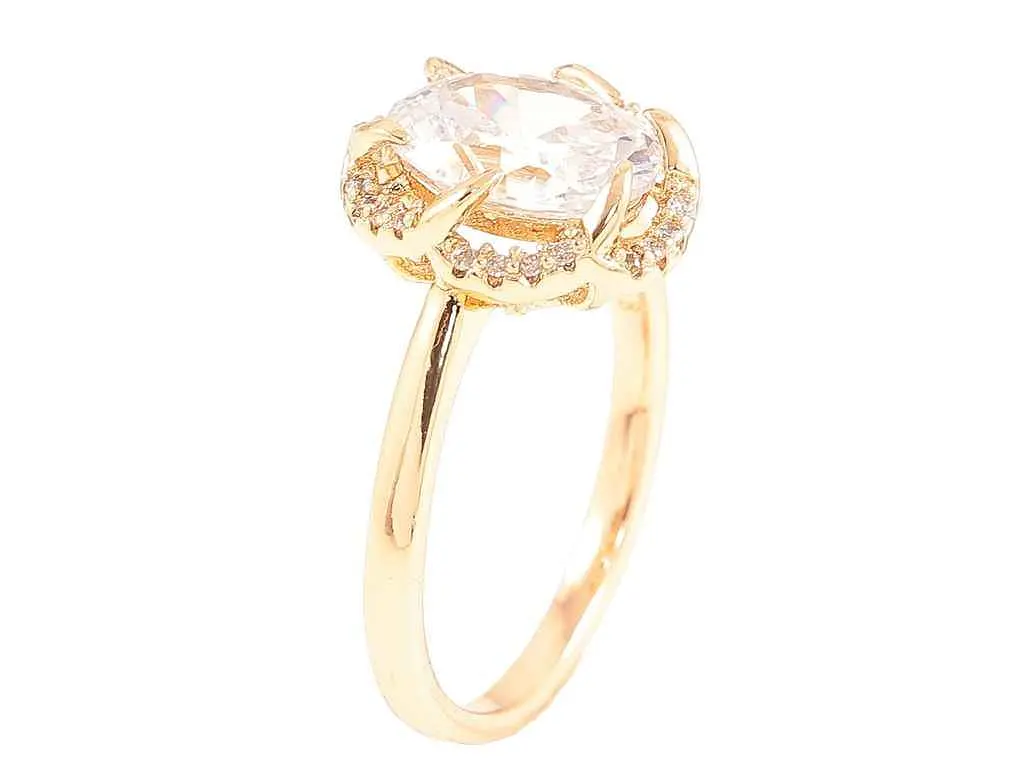 Каблучка XUPING Позолота 18K "Фіаніт у декоративному обрамленні цирконію" (254570) р.18.5 - фото 2