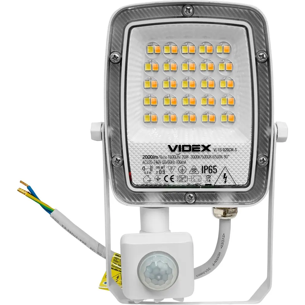 Світлодіодний прожектор Videx F5 20W з датчиком руху і освітленості White (VL-F5-020CW-S) [174694] - фото 3