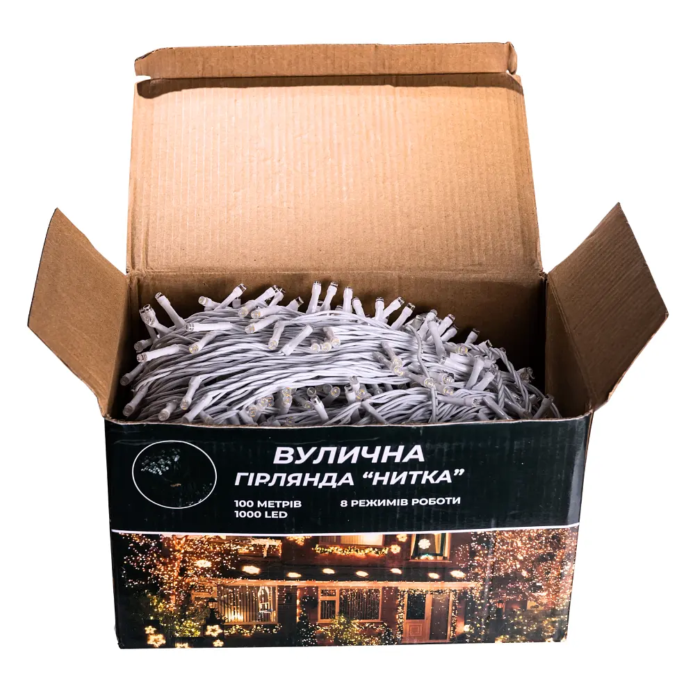 Новорічна гірлянда Різдвяна фея вулична GarlandoPro 100 м 1000 LED гірлянда на вулицю 8 режимів роботи білий провід Білий CF1000L100MWW - фото 6