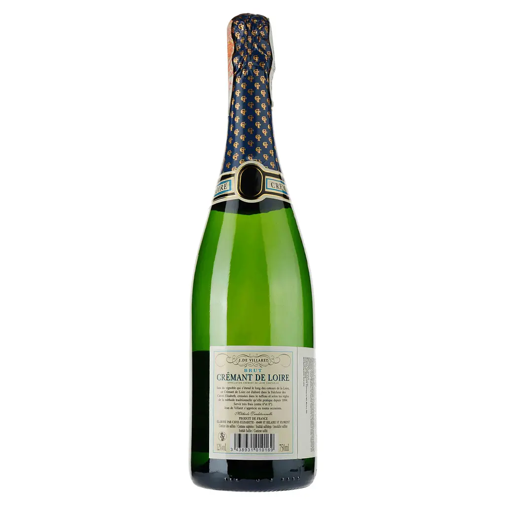 Вино ігристе J. De Villaret Cremant de Loire Brut, біле, брют, 0,75 л - фото 2