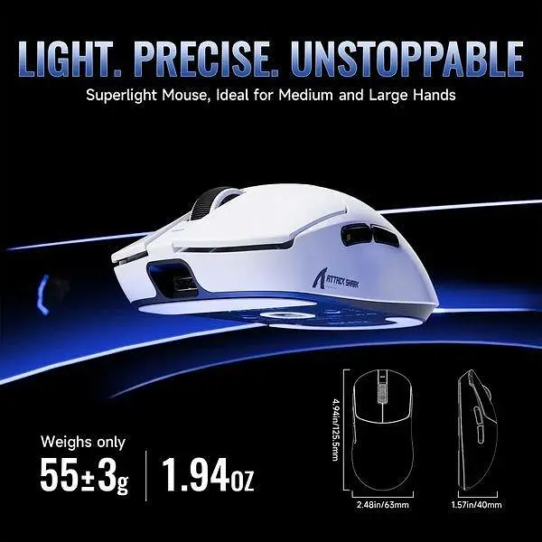 Миша Attack Shark X8 Ultimate Wireless (AS-6979033730090-W) White (G-000004492) - фото 3