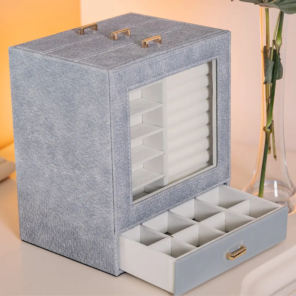 Шкатулка-комод Yiwu для украшений 23x20x15 см серая HP-5-16G - фото 8