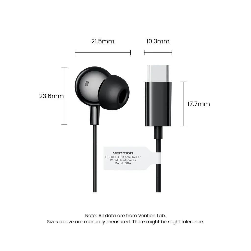 Навушники Vention Echo Lite USB-C In-Ear Wired Black (GBBBAV) - фото 12