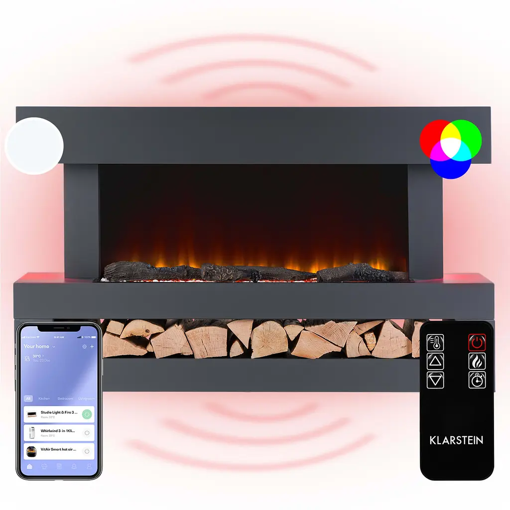 Камин электрический KLARSTEIN Studio Light & Fire 3 Smart (10038384) - фото 8