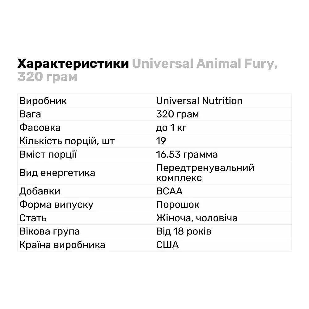 Передтренувальний комплекс Universal Nutrition Animal Fury, 20 порцій - Зелене яблуко - фото 4