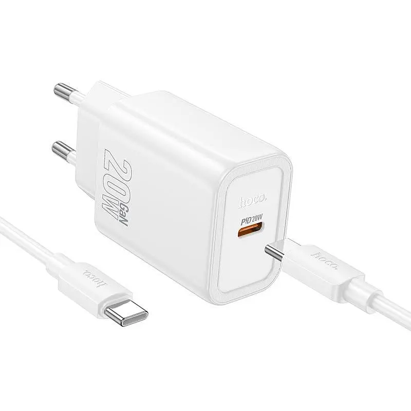 Адаптер мережевий HOCO gentle single port charger N60 (Type-C to Type-C Set) |1Type-C, 20W/3A, PD/QC| - фото 3