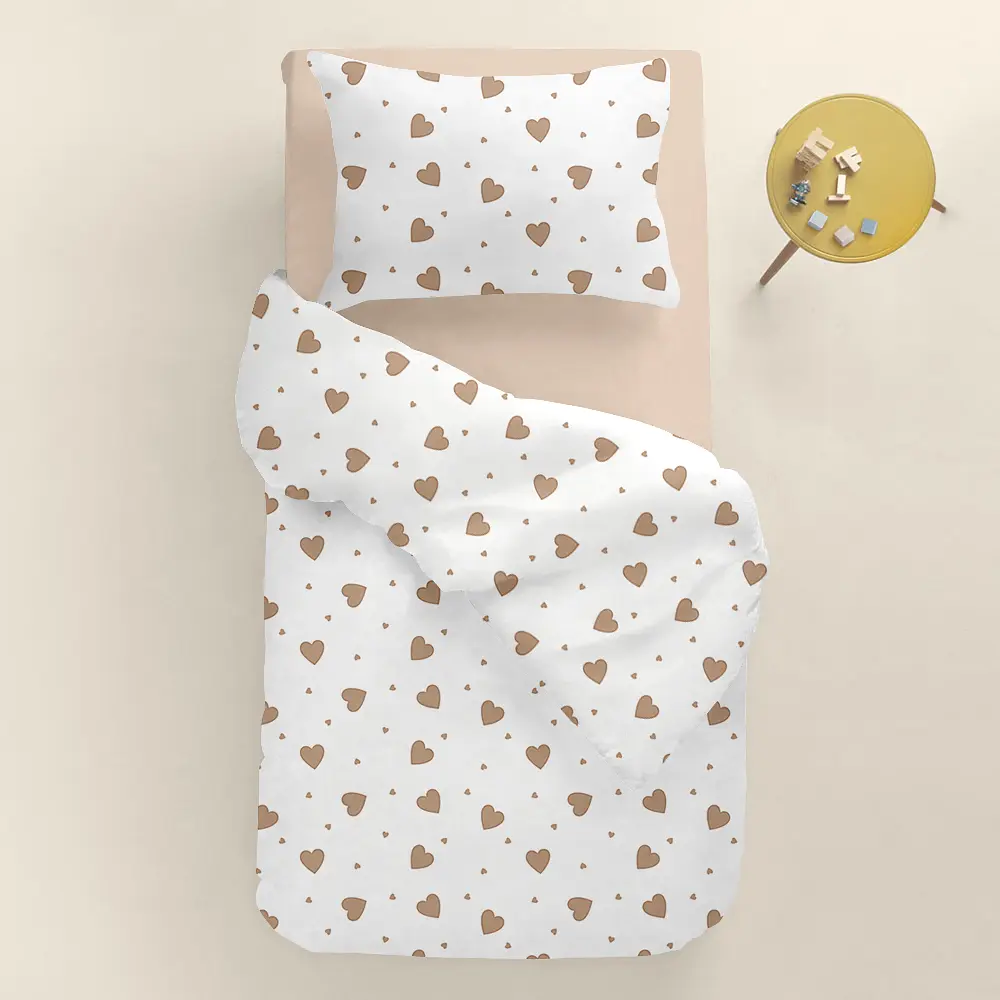 Дитяча постільна білизна в ліжечко BEIGE HEARTS CS1 COSAS (4822052399750) - фото 2