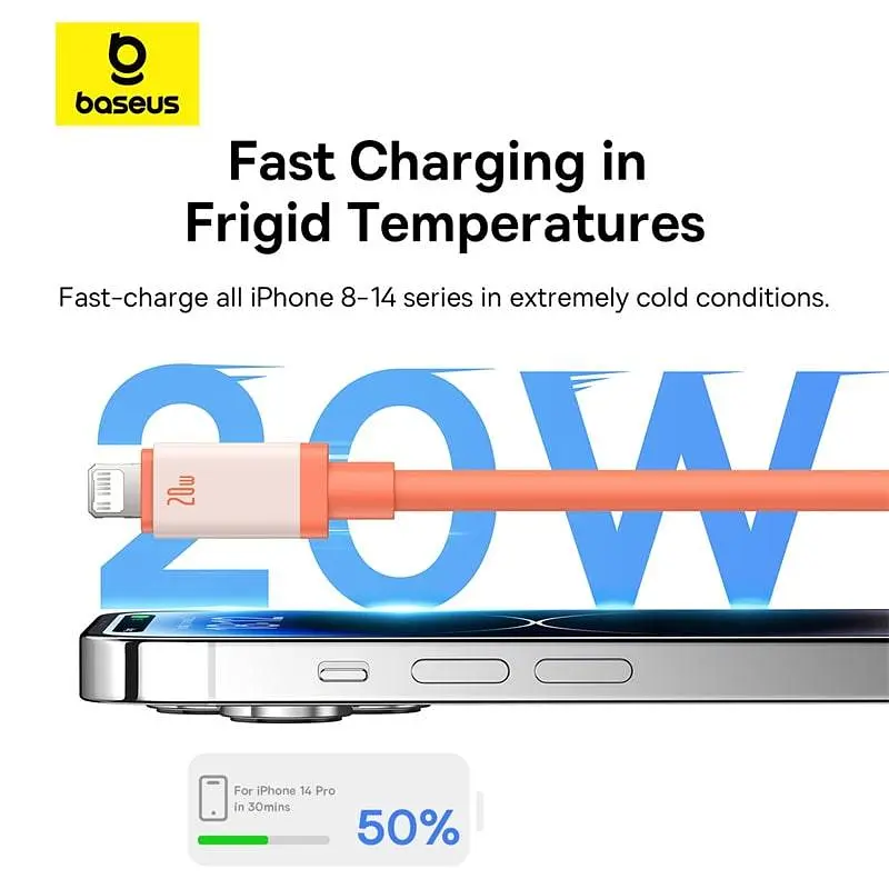 Кабель Baseus 0℃ Series Fast Charging Cable Type-C to Lightning 20W 1m P10368802731-00 Coral - фото 7