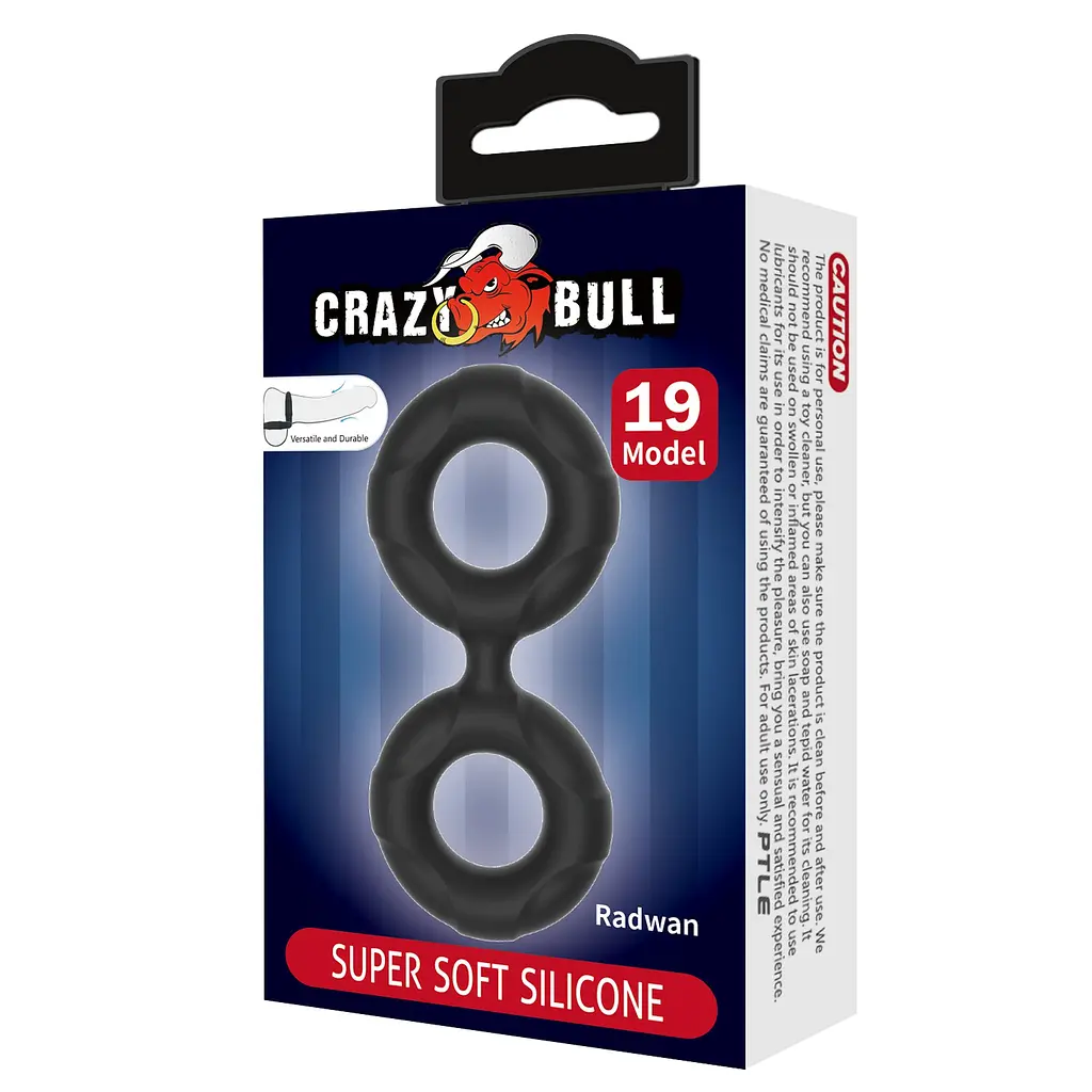 Ерекційне кільце Crazy Bull Super Soft Silicone Radwan, чорне PRETTY LOVE BI-210364 103646 - фото 4