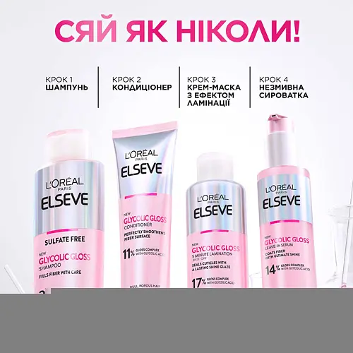 Кондиціонер для надання блиску та пом’якшення волоссю L'Oreal Paris Elseve Glycolic Gloss Conditioner 150 мл - фото 8
