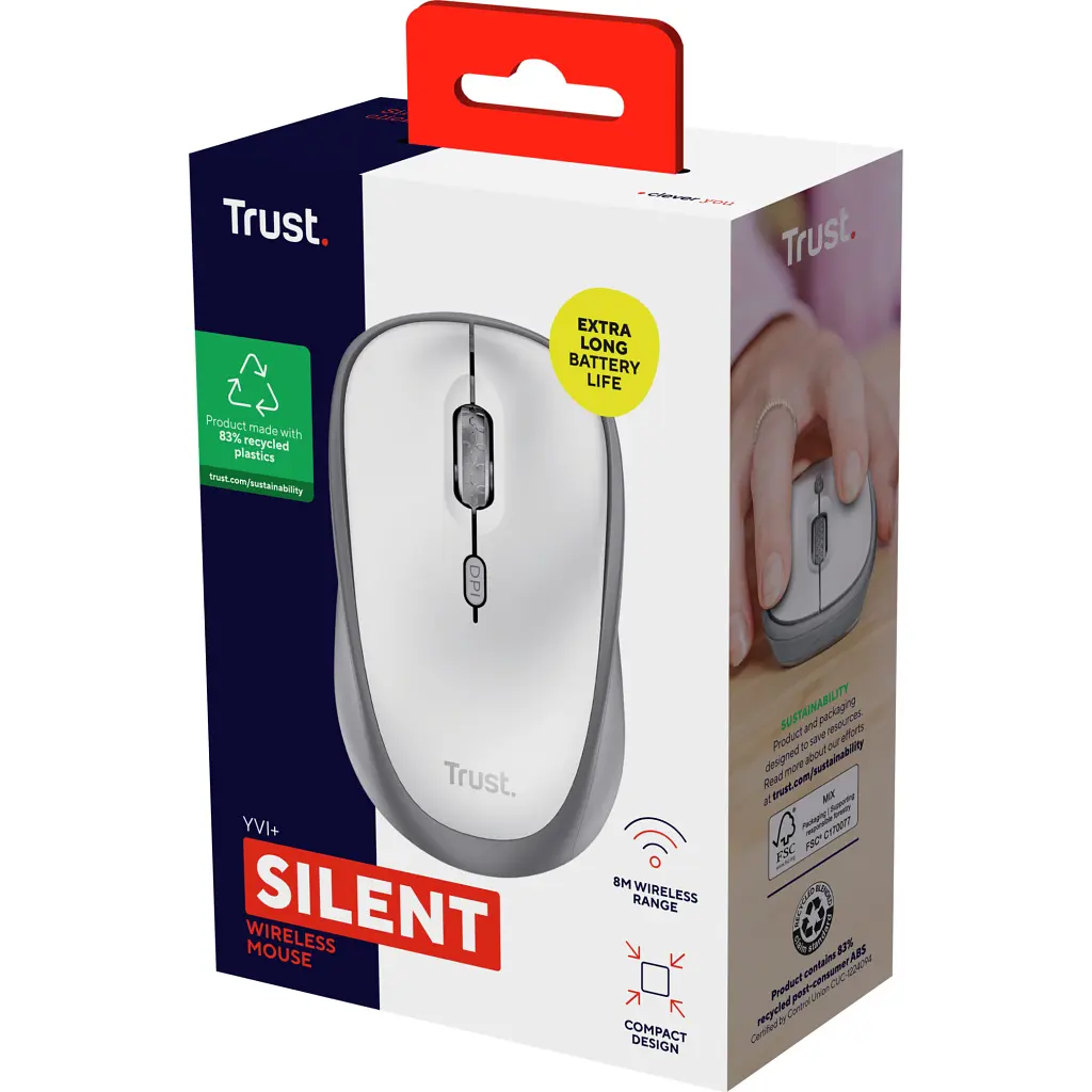 Мишка Trust Yvi+ Silent Wireless White (25513) - фото 6