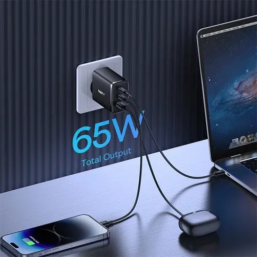 Сітчасте зарядне пристрій Baseus Cube Pro Fast Charger 2C+U 65W чорний P10152301113-00 - фото 3