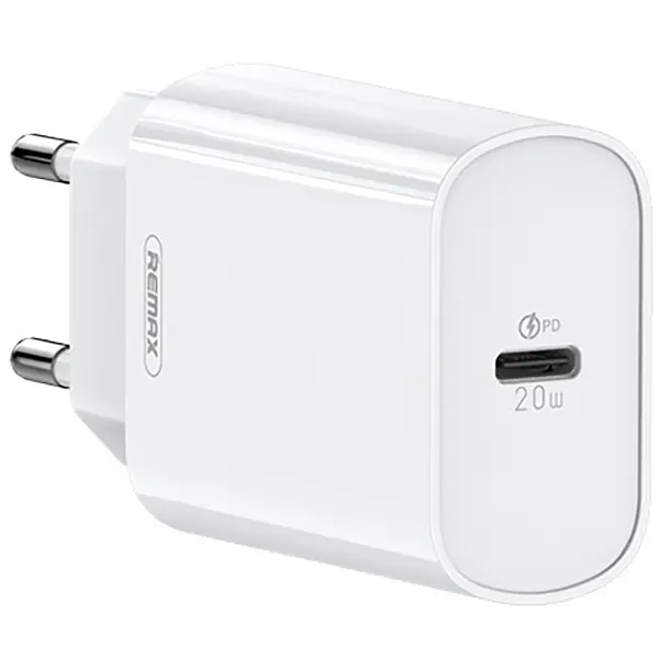 Швидка зарядка 20W Remax RP-U70 1xType-C PD+QC EU Білий для Iphone та Android