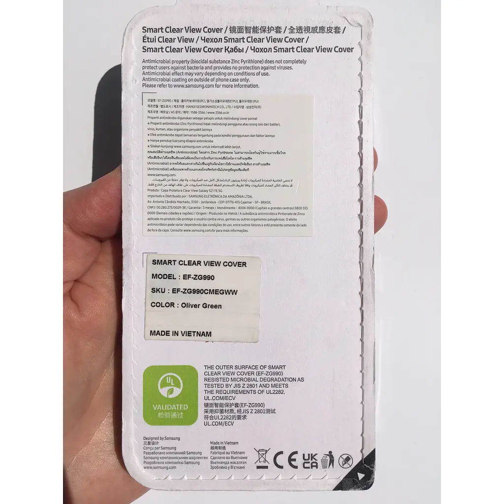 Оригінальний чохол-книжка для Samsung Galaxy S21 FE (G990) S-View Clear View Smart Cover Olive Green EF-ZG990CMEGRU - фото 3