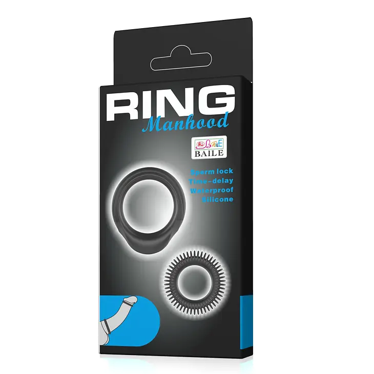 Ерекційні кільця Ring Manhood чорні - фото 4