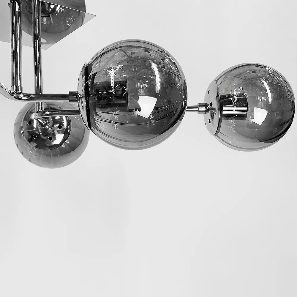 Современная потолочная люстра в хроме на 6 графитовых плафонов Line.F 2693/6 (new) CH+GR - фото 2